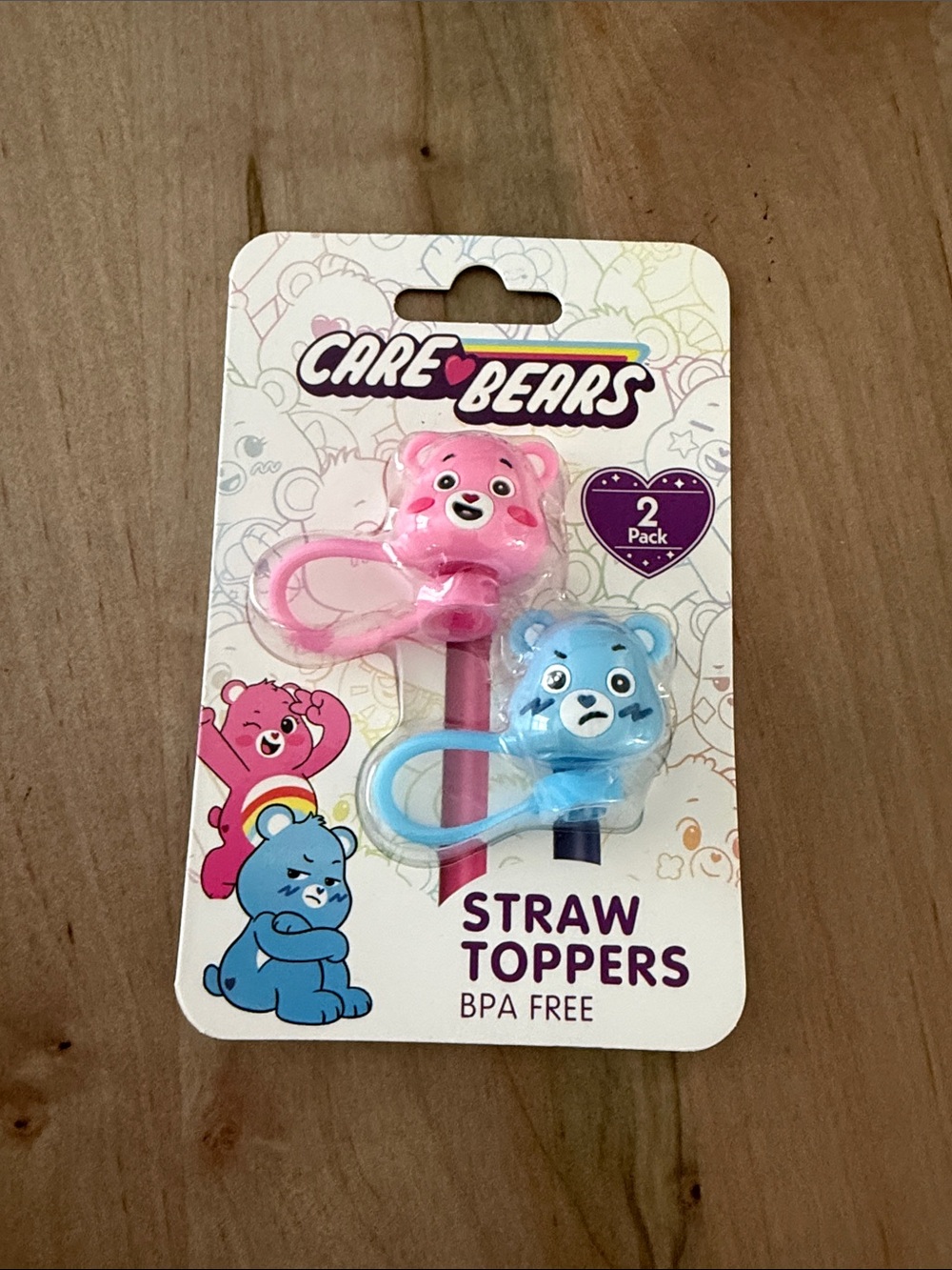 Care Bears Pink & Blue Straw Toppers 2-Pack